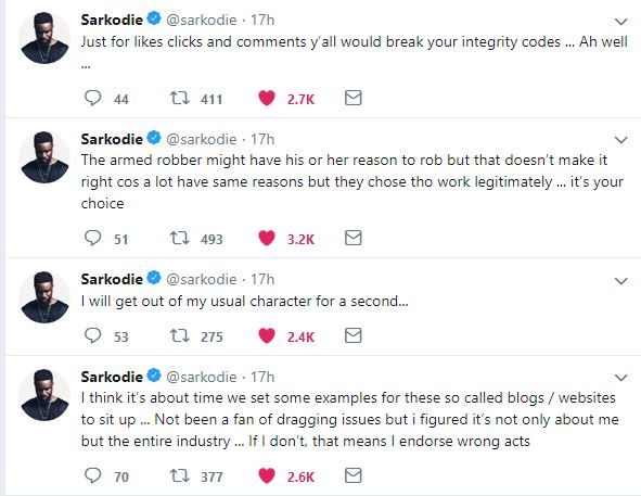 Sarkodie Promises To Drag Bloggers To Court