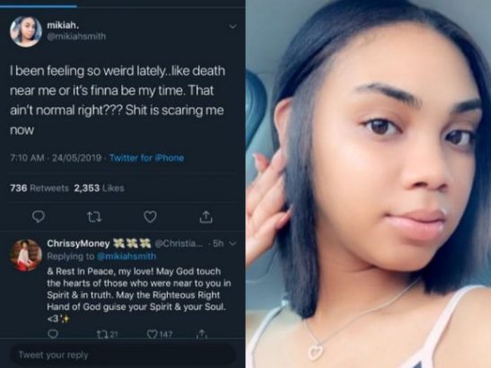 Beautiful Lady dies just hours after tweeting about death