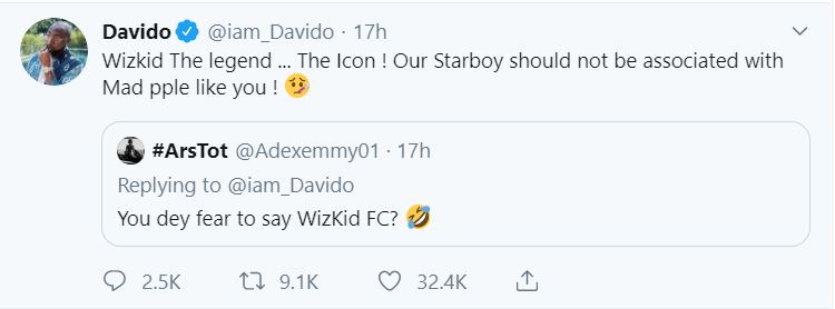 'Wizkid The Legend' - Davido praises
