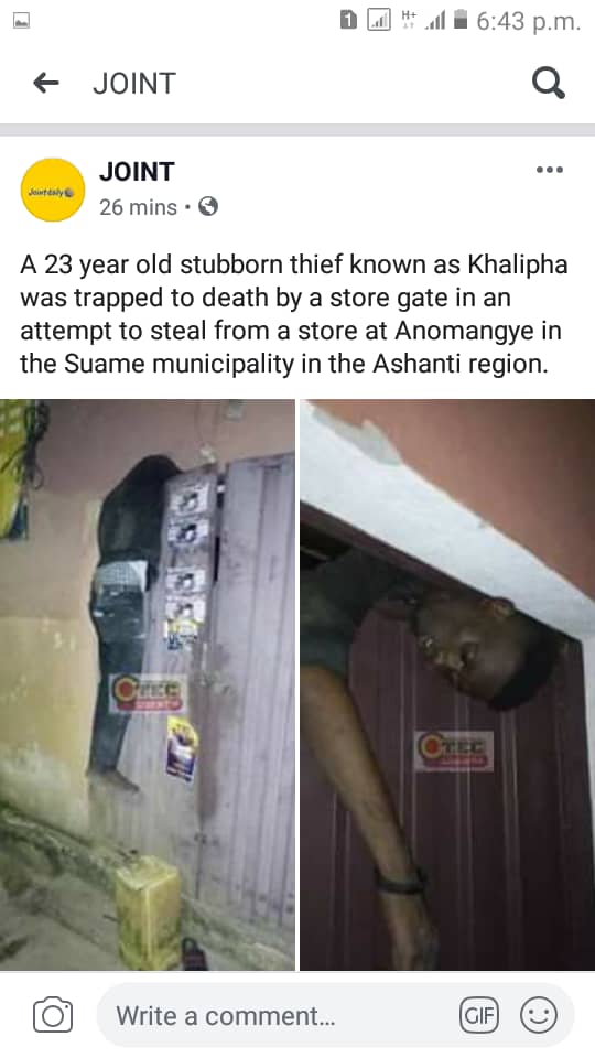 Thief suffocates to death