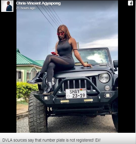 Wendy Shay's Number Plate Is Fake