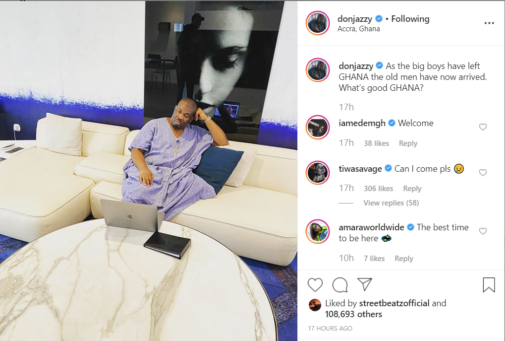 Don Jazzy hangs out in Accra