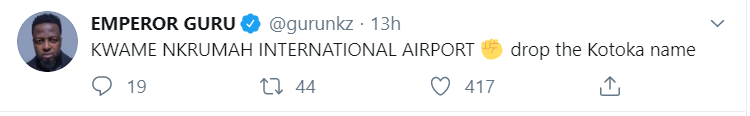 Let's name Kotoka International Airport after Kwame Nkrumah - Guru