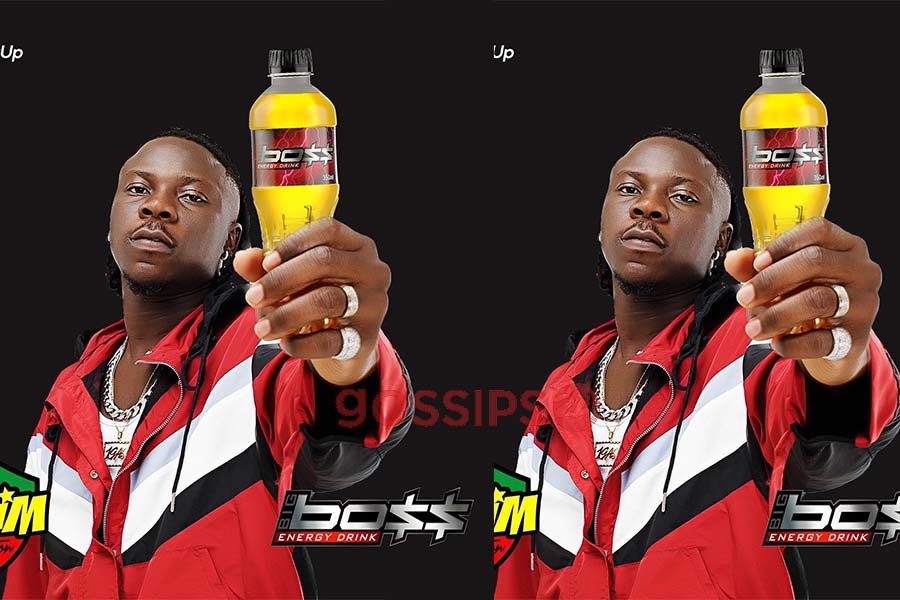 Stonebwoy feeds his dog with Boss energy drink
