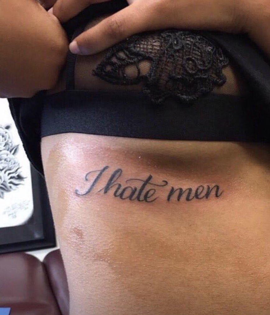 Lady tattoos 'I Hate Men' on her body after experiencing multiple heartbreaks