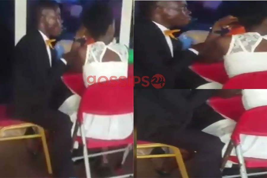 Man finger his girlfriend at a restaurant in Accra
