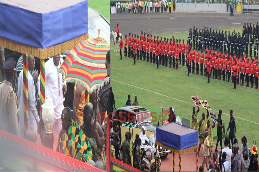 Otumfuo Osei Tutu II is currently at the Baba Yara Sports Stadium for the 63rd Independence Day Celebration.