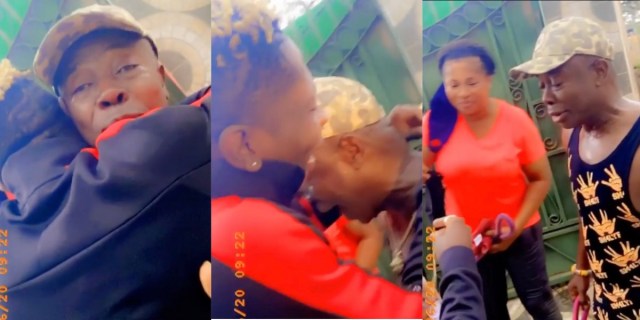 Shatta Wale surprises his father, Shatta Capo with an expensive gold chain on his birthday