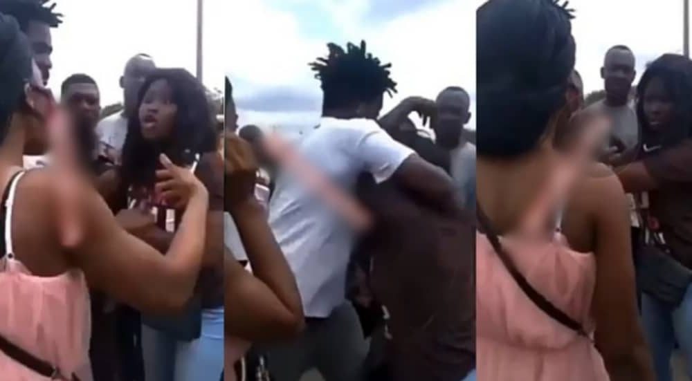 Lady who gave her boyfriend Ghc 4,000 loan fights him in public for spending it on other girls
