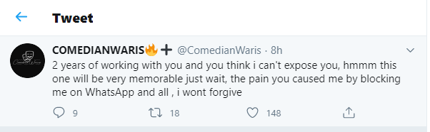 Comedian Warris tweet