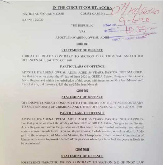 NDC pastor who was caught with weed remanded for two weeks