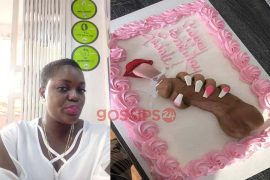 Lady celebrates her birthday with a d!ck in a cake