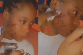 Lady tattoos her boyfriend's name on her face