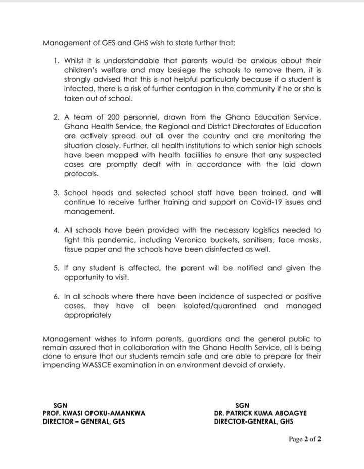 Teacher at Accra Girls SHS and wife test positive for coronavirus