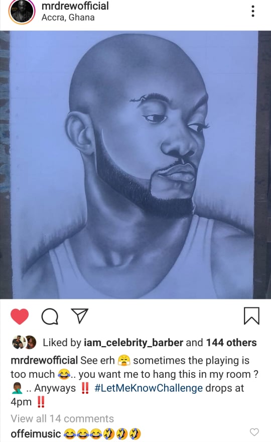 Mr Drew rejects ugly pencil portrait