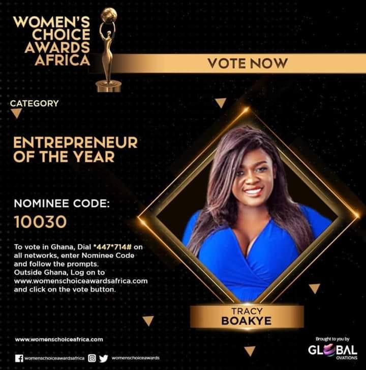 Tracey Boakye grabs entrepreneur of the year nomination at Women's Choice Awards Africa
