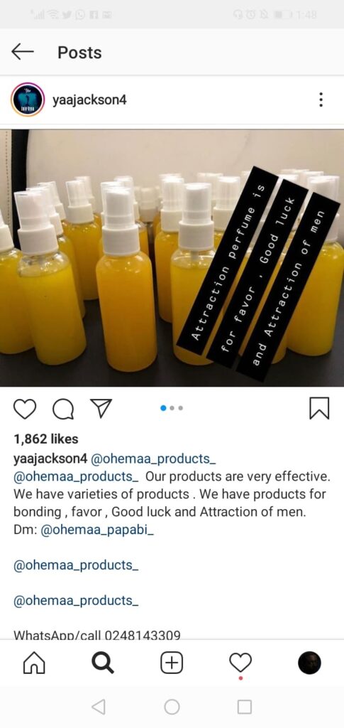 Yaa Jackson now using her verified Instagram handle to sell charms