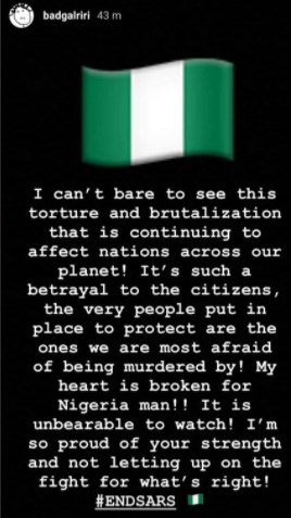Rihanna, Naomi Campbell, Nicki Minaj condemn murder of End SARS protesters at Lekki toll gate 