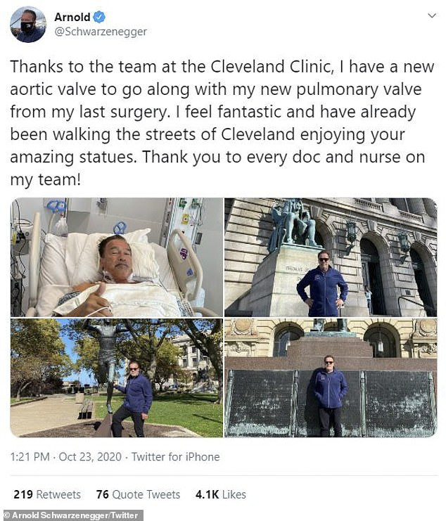 Arnold Schwarzenegger reveals he had a second heart surgery to replace his aortic valve 