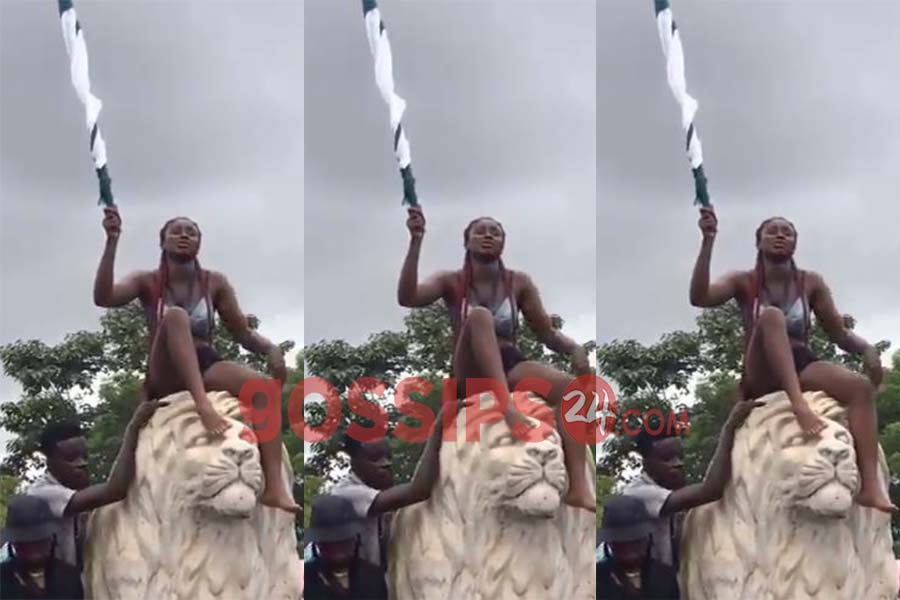Lady goes nak3d at #EndSars protest after her boyfriend was allegedly killed by SARS