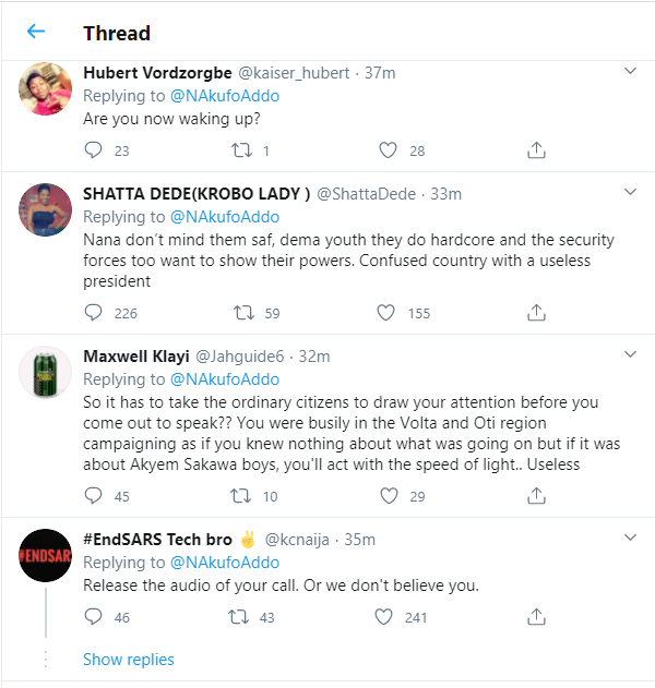 Ghanaians reacts after Akufo-Addo's spoke to Buhari on #EndSARS protests