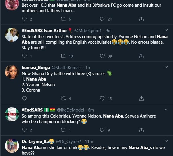 Ghanaians blast Nana Aba Anamoah & Yvonne Nelson for pressuring Akufo-Ado to tweet about #EndSARS