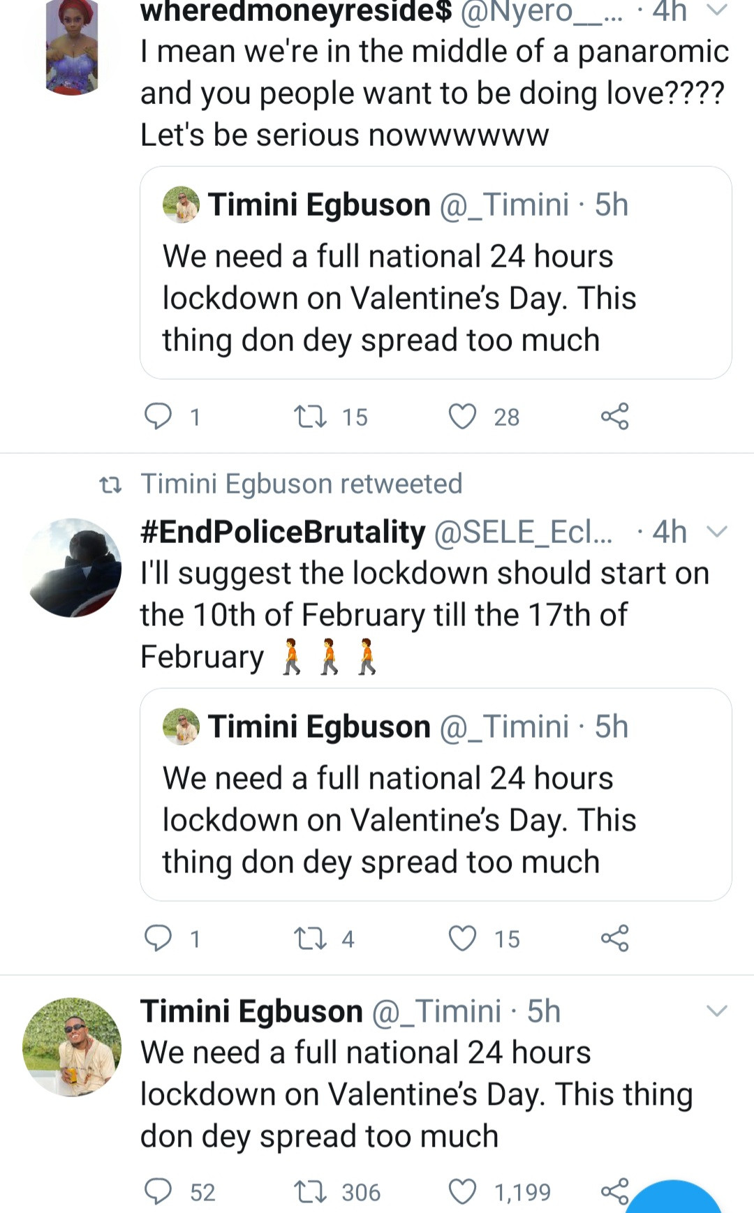 Timini Egbuson suggests 24-hour lockdown on Valentine's Day to curb the ...