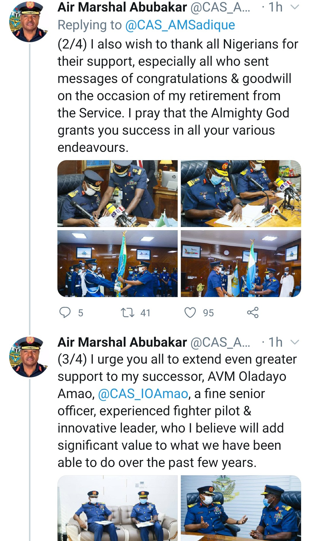 Support my successor - ex-Chief of Air Staff urges Nigerians
