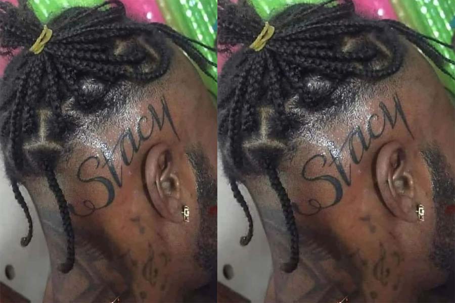 Man tattooed his girlfriend's name on his head to prove he always thinks about her